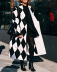 Long Women's Coat with Stylish Designer Patterns