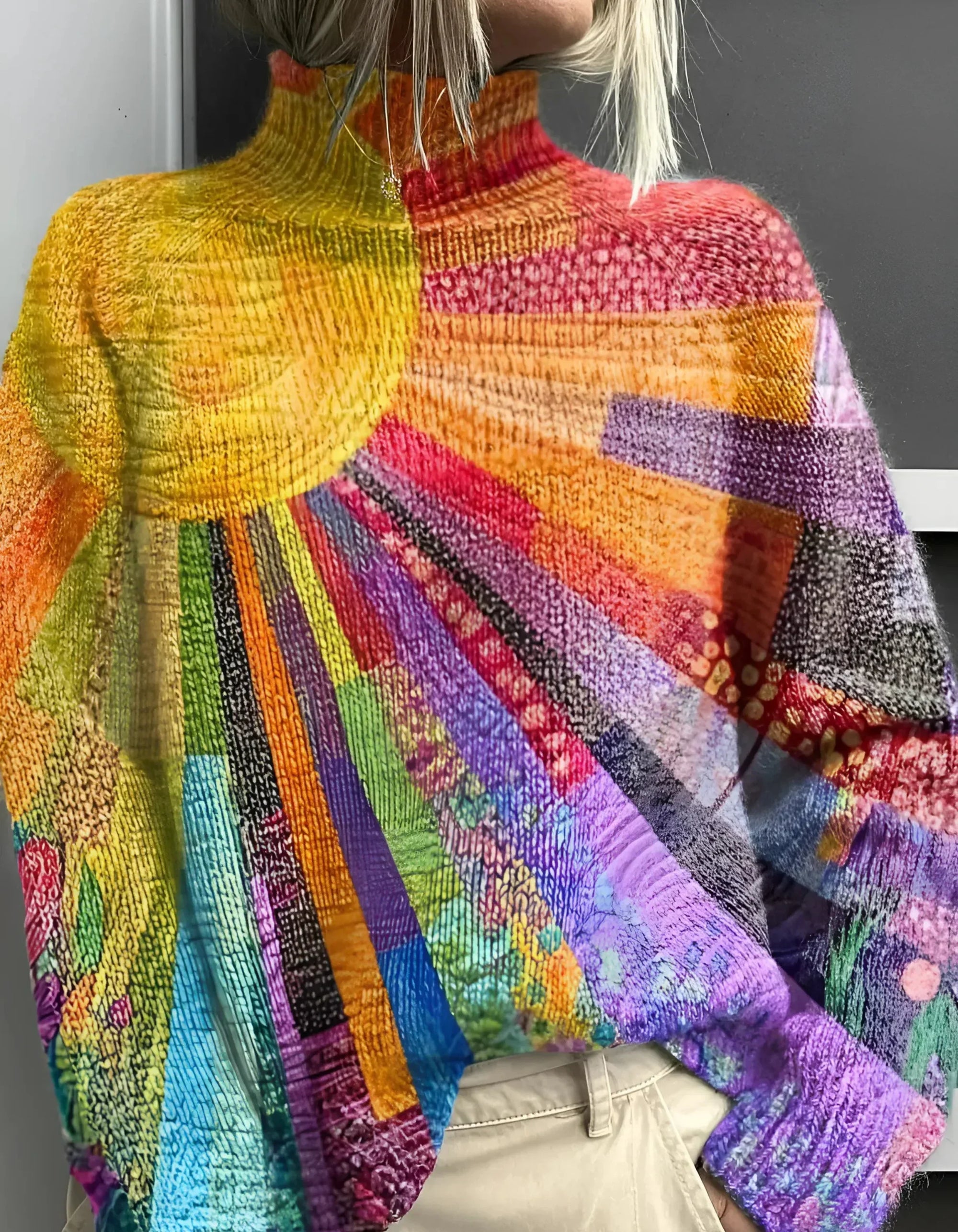 Stylish Vibrant Knit Turtleneck Sweater