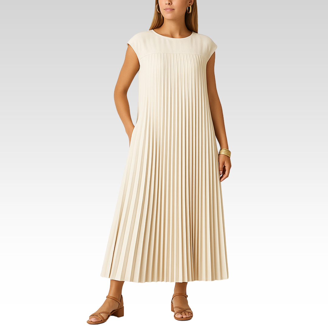 Chic Sleeveless Dress with Flowing Pleats