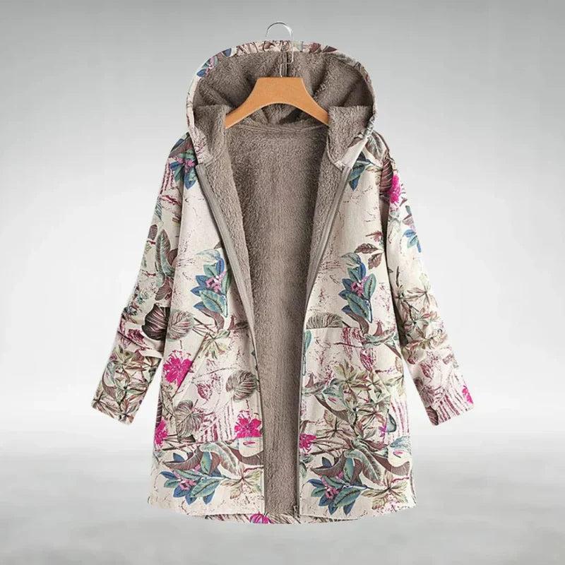 Stylish Fleece Jacket with Floral Pattern