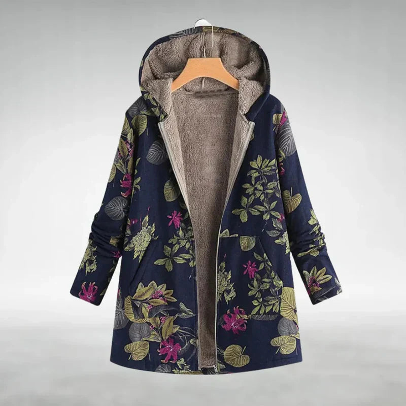 Stylish Fleece Jacket with Floral Pattern
