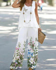 Elegant Printed Sleeveless Two-Piece Set
