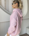 Drawstring Button Down Hooded Cardigan