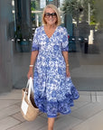 Deep V Half Sleeve Boho Tunic Dress