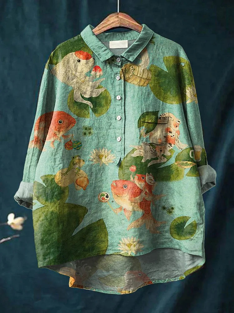 Whimsical Rosie Fish Drawing Graphic Tee Shirt