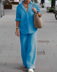 Long-Sleeved Shirt & Pants Two-Piece Set