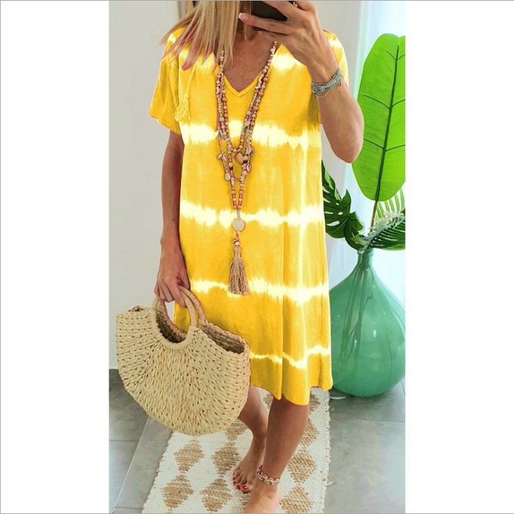 Tie-Dye Short-Sleeved Dress