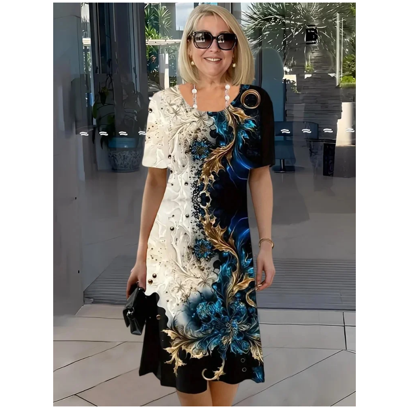 Casual Loose Dress with 3D Flowers
