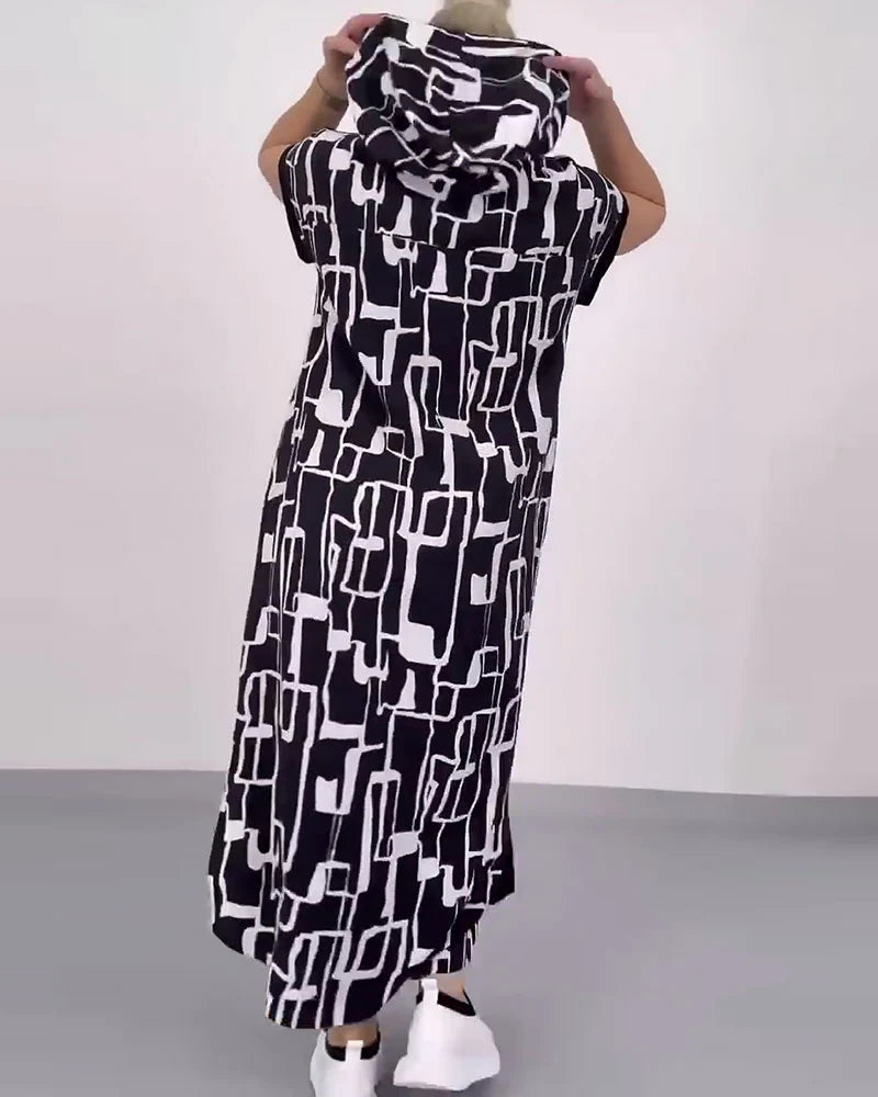 Half-Zip Loose Contrast Dress