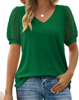 V-Neck Sleeve Belly Cover Blouse