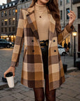Elegant Plaid Double-Breasted Coat for Fall and Winter