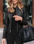 Elegant Leather Jacket with Custom Fit Feel