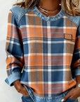 Plaid Patchwork Fashion Sweatshirt