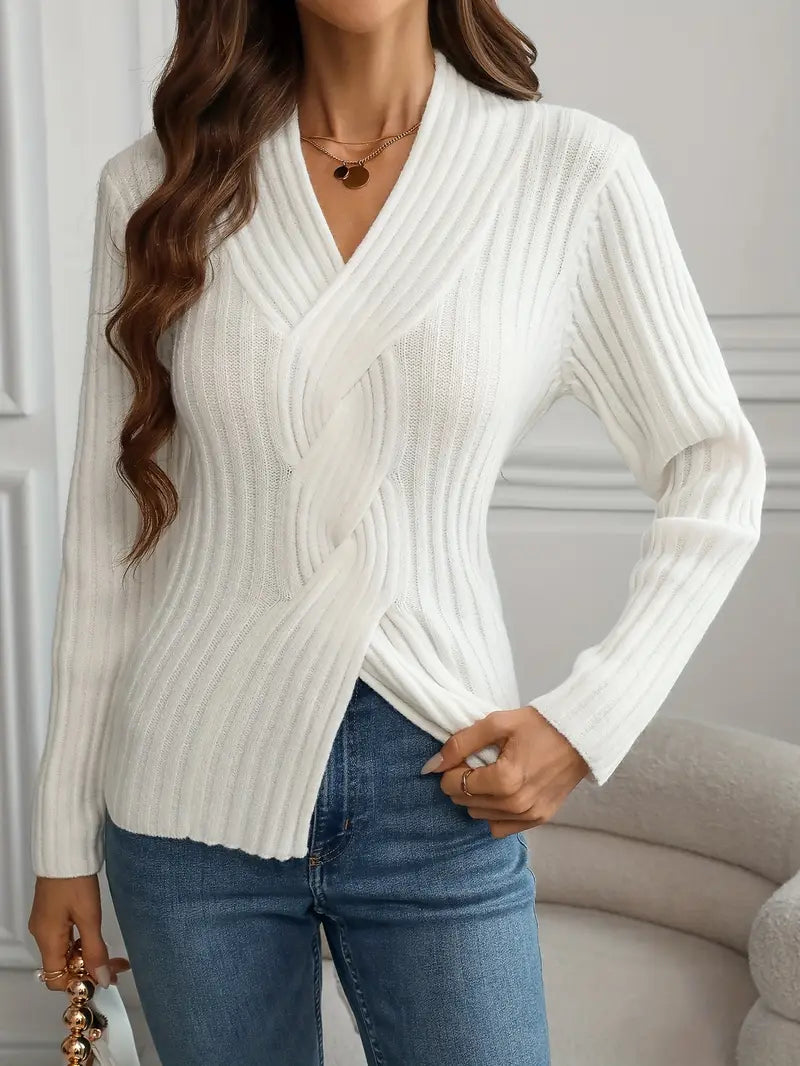 Elegant V-Neck Knit Sweater