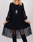 Round Neck Lace Patchwork Loose Dress