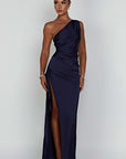 One Shoulder Satin Long Bodycon Dress