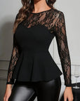 Fashionable Patchwork Lace Slim Fit T-Shirt