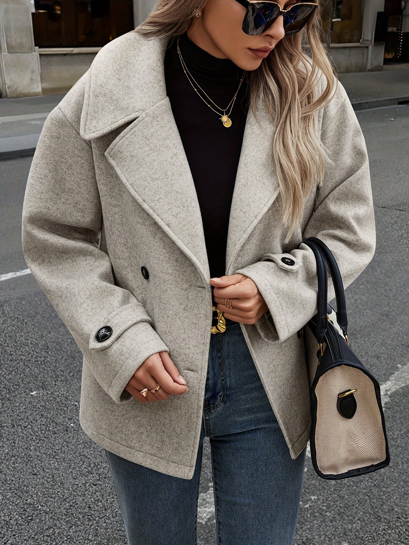 Stylish Double-Breasted Jacket with Button Details