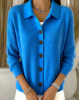 Solid Color Lapel Fashionable Cardigan