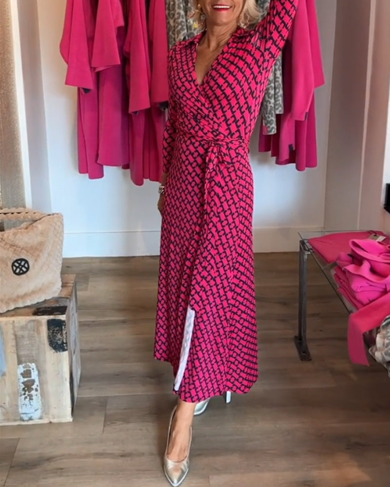 Chic Maxi Dress with Deep V Neckline