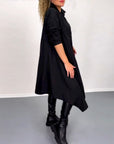 Solid color irregular casual dress