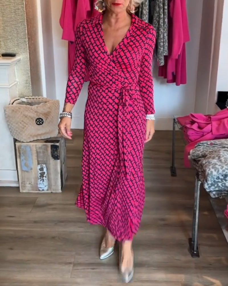Chic Maxi Dress with Deep V Neckline