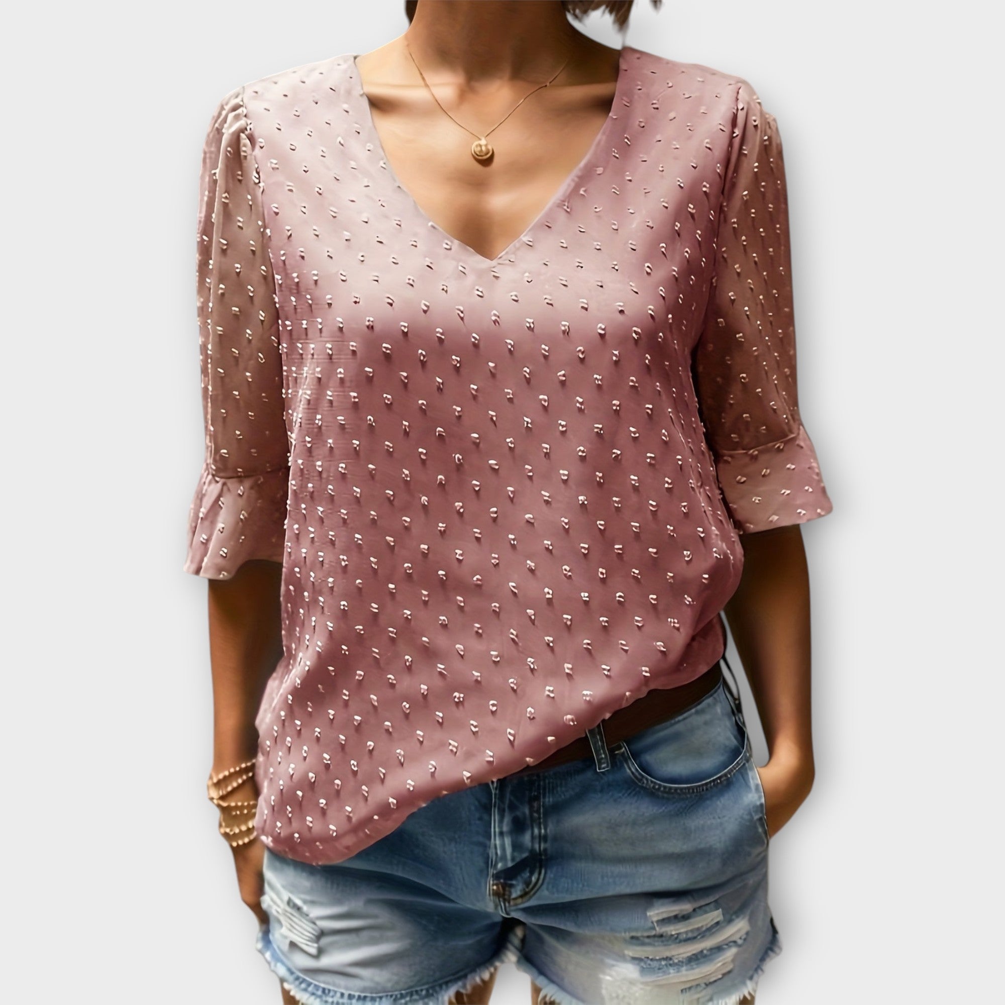 Blouse with Deep Neckline – Soft-Touch Statement Piece for Elegant Evenings or Weekend Styling