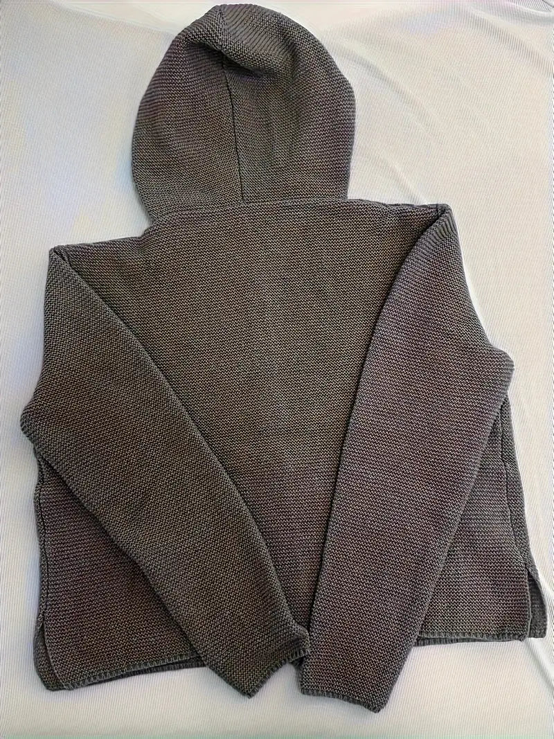 Elegant Long-Sleeved Hooded Cardigan