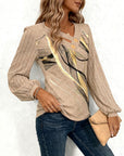 Striped Print Lantern Sleeve Top
