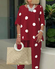 Casual Dot Print Two Piece-Set