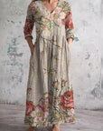 Chic Boho Floral Print Midi Dress