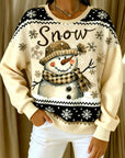 Long-Sleeved Snowman Print Sweatshirt