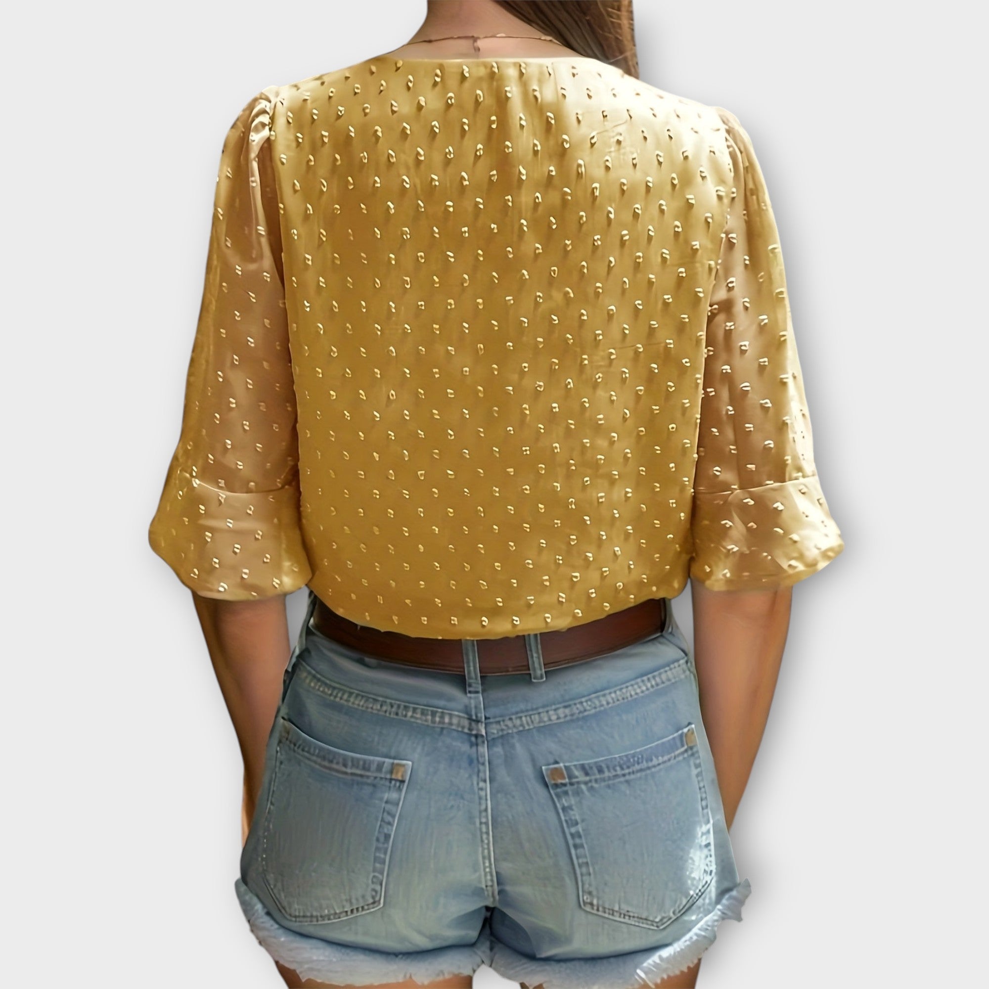 Blouse with Deep Neckline – Soft-Touch Statement Piece for Elegant Evenings or Weekend Styling