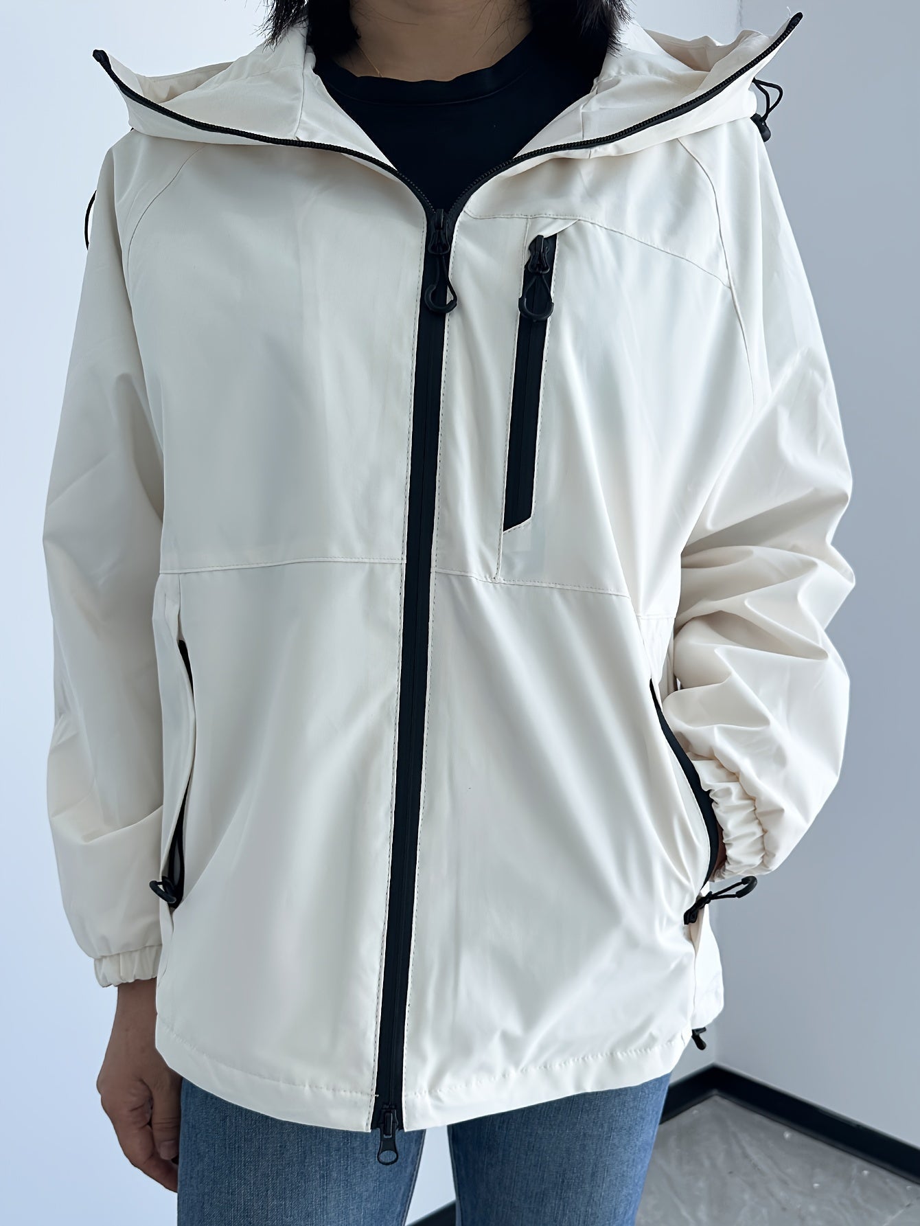 Casual Rain Jacket with Hood Women