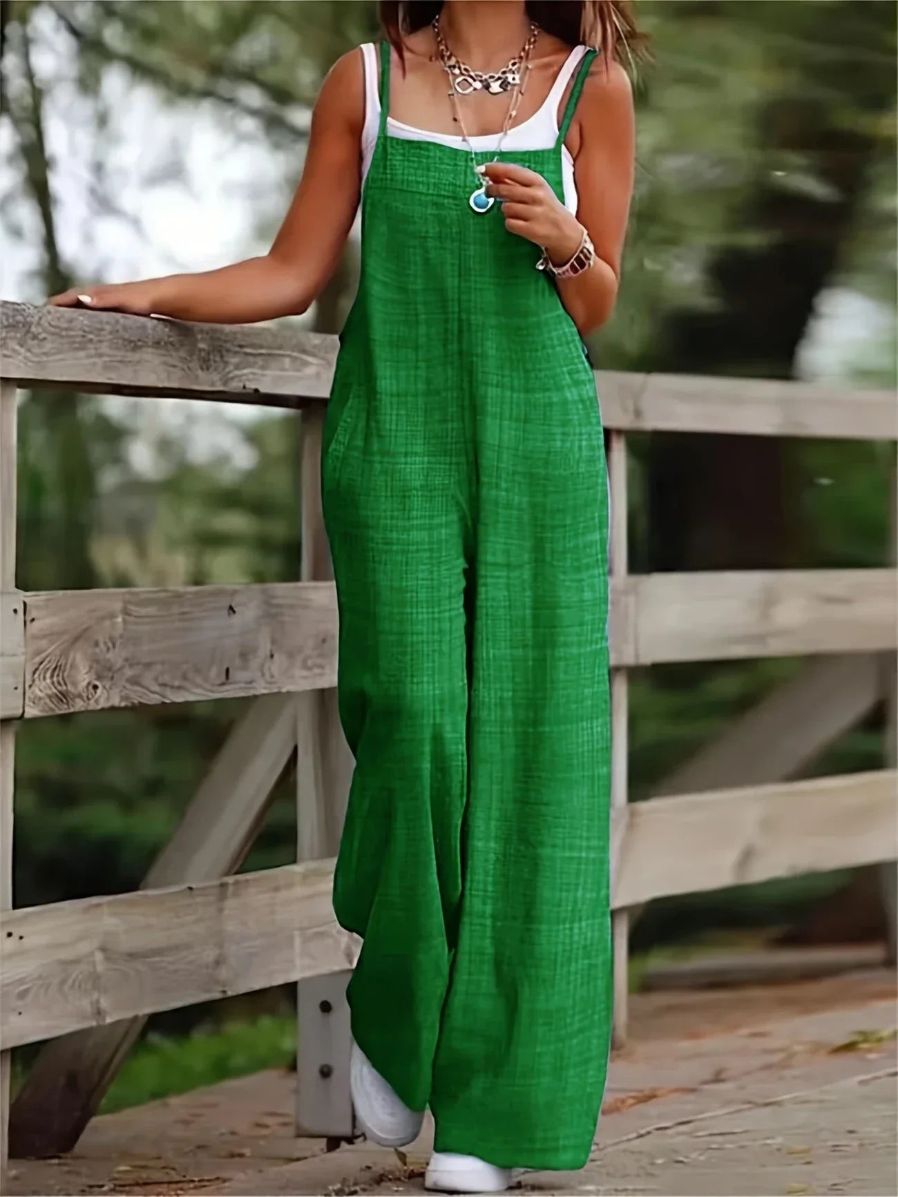 Casual Wide Leg Overalls With Pockets
