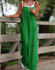 Casual Wide Leg Overalls With Pockets