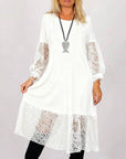 Round Neck Lace Patchwork Loose Dress