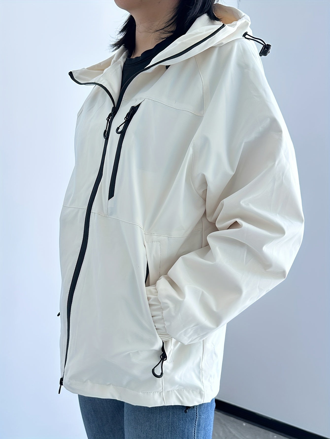 Casual Rain Jacket with Hood Women