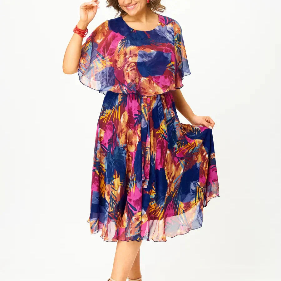 Comfortable Pluse Size Chiffon Dress