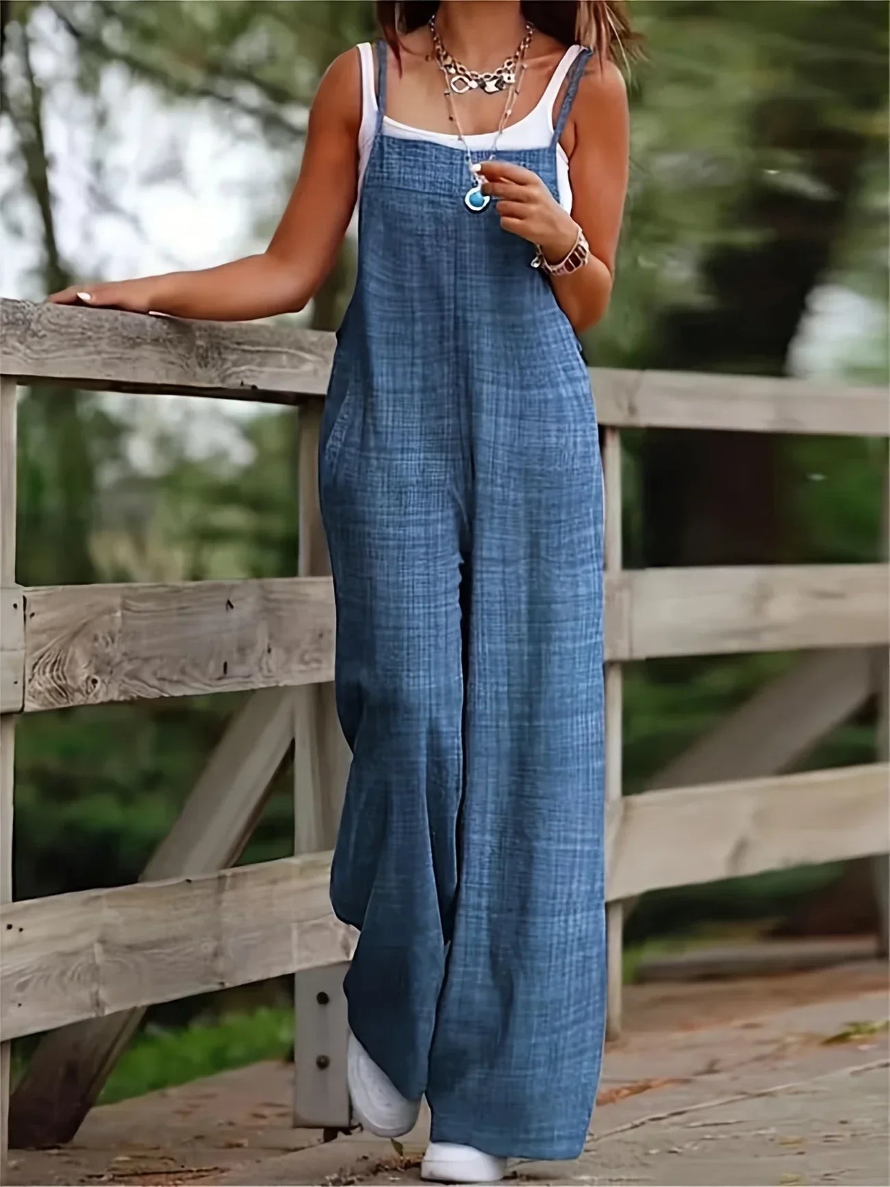 Casual Wide Leg Overalls With Pockets