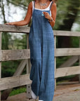 Casual Wide Leg Overalls With Pockets
