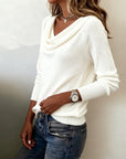 Fashionable Long-Sleeved Pile Collar Sweater