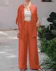 Long Sleeve Shirt Top Pants Two Piece-Set