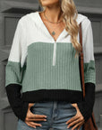 Color Block Hooded Long Sleeve T-Shirt
