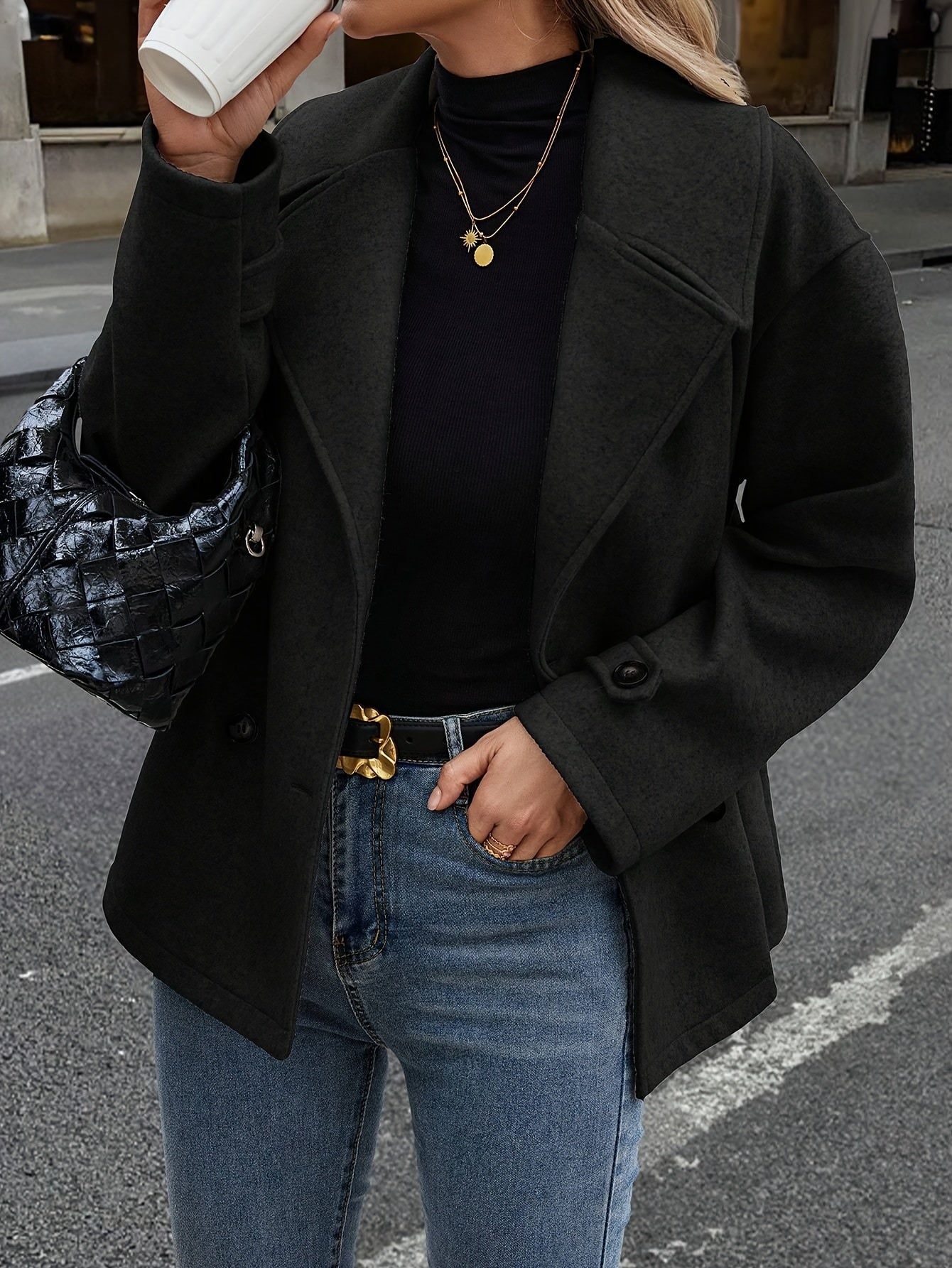 Stylish Double-Breasted Jacket with Button Details