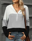 Color Block Hooded Long Sleeve T-Shirt