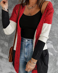 Color Block V-Neck Button Up Cardigan