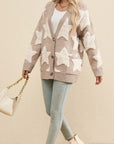 Sherpa Star V-Neck Cardigan with Pockets