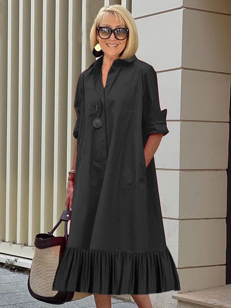 Black Loose Long Sleeve Dress