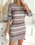 Striped Crew Neck Sweater Dress